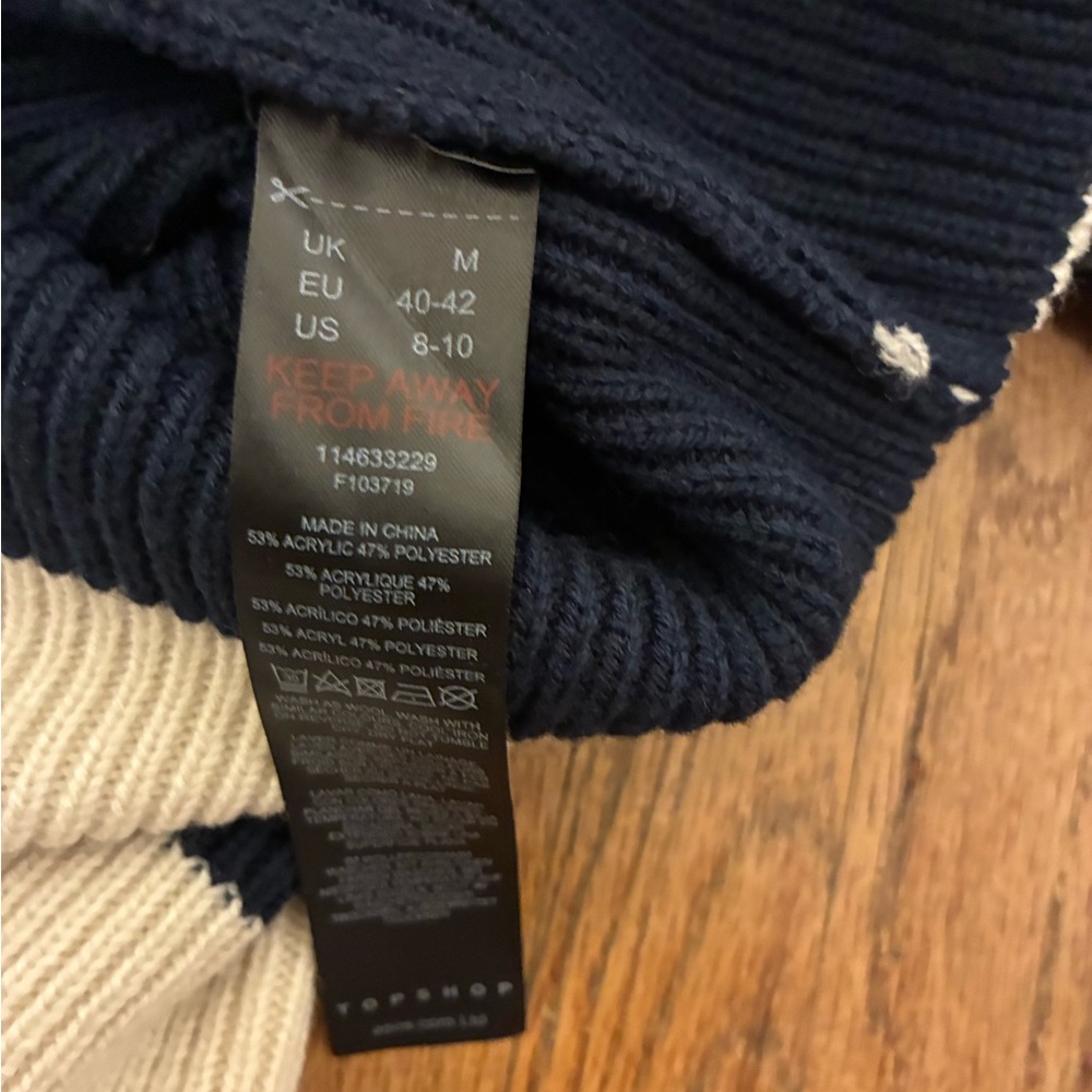 Topshop Black and Cream Striped Turtleneck Sweater - Picture 4 of 7